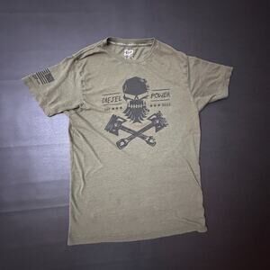 Diesel Power T Shirt Mens Large Green Gearhead Skull Mechanic Trucker Military